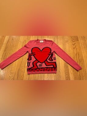 Alice + Olivia Keith Haring Chia Heart embellished Sweater